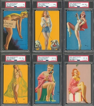 1943 Mutoscope "Hot Cha Girls" Arcade Cards High Grade Complete Set (64) Plus "My Divers License" Example!